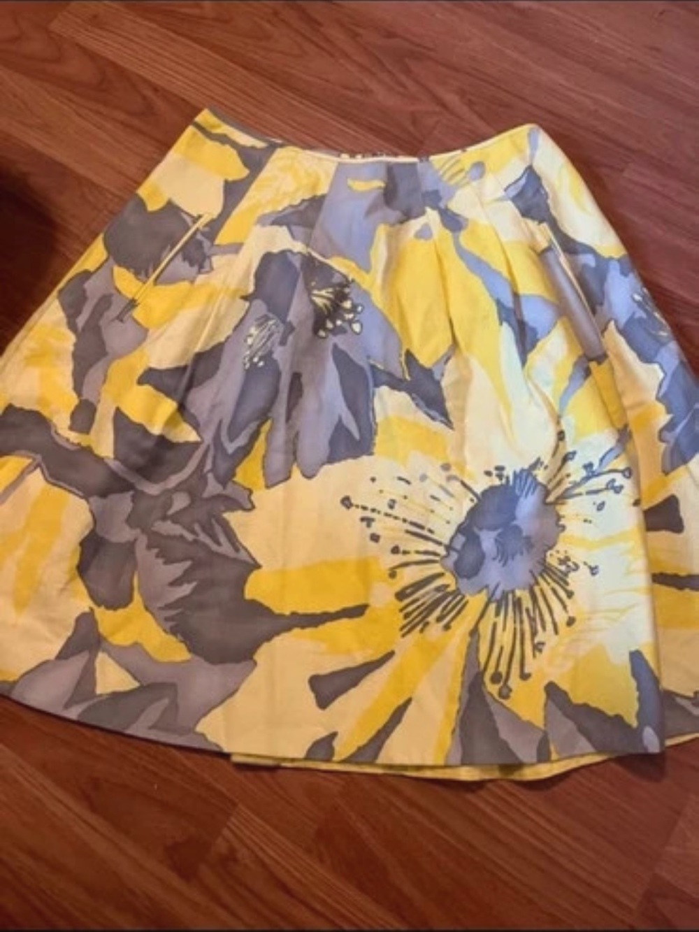 Martin + Osa Yellow and Gray Floral Circle Skirt